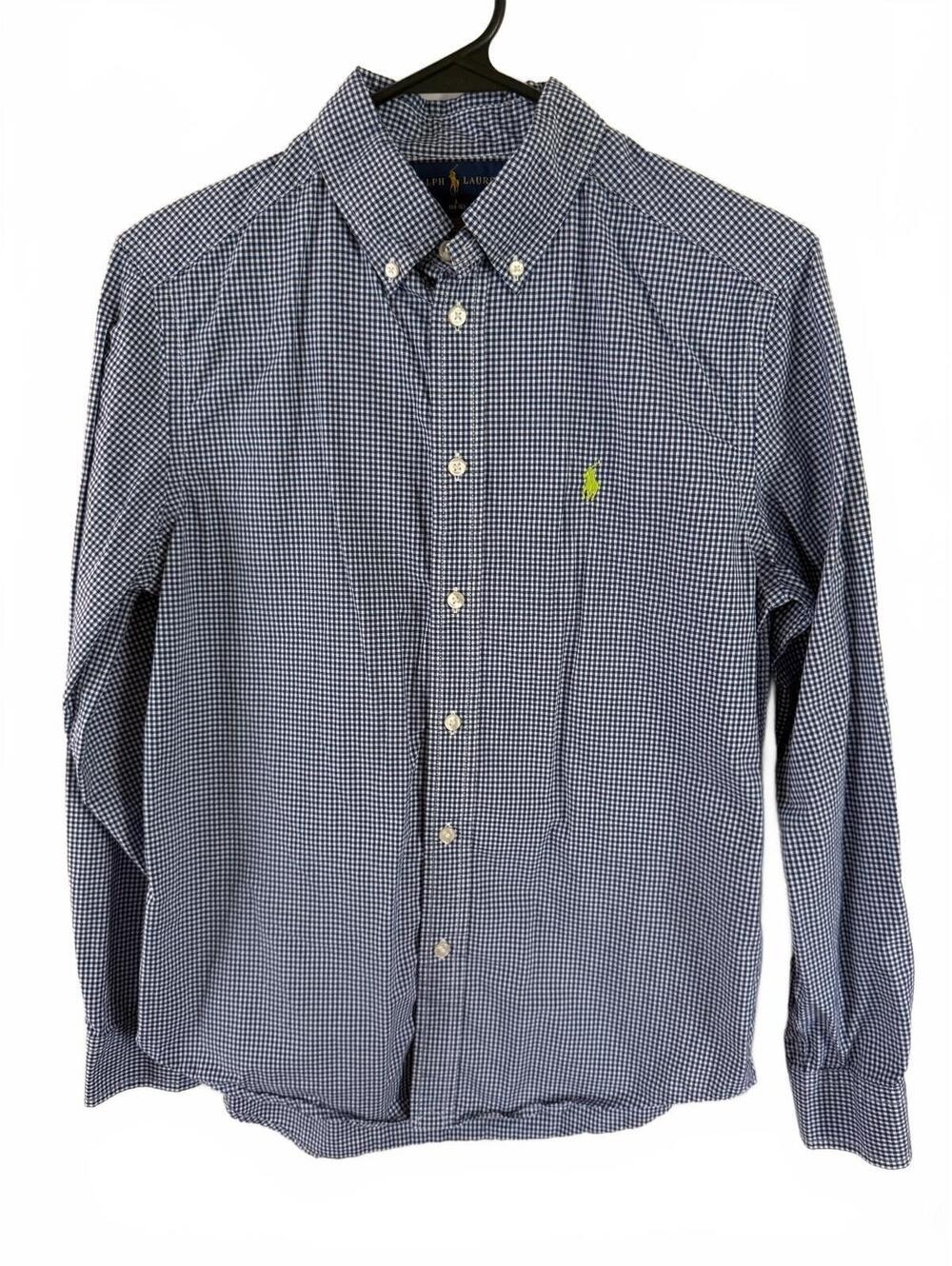 Ralph Lauren Boys' Blue Checkered Button-Down Shirt Size L (14-16)